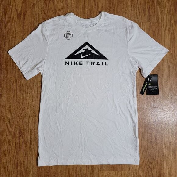 Nike Trail Dri-Fit Men's Running Shirt Short Sleeve White Black ACG Small S New - Picture 7 of 9